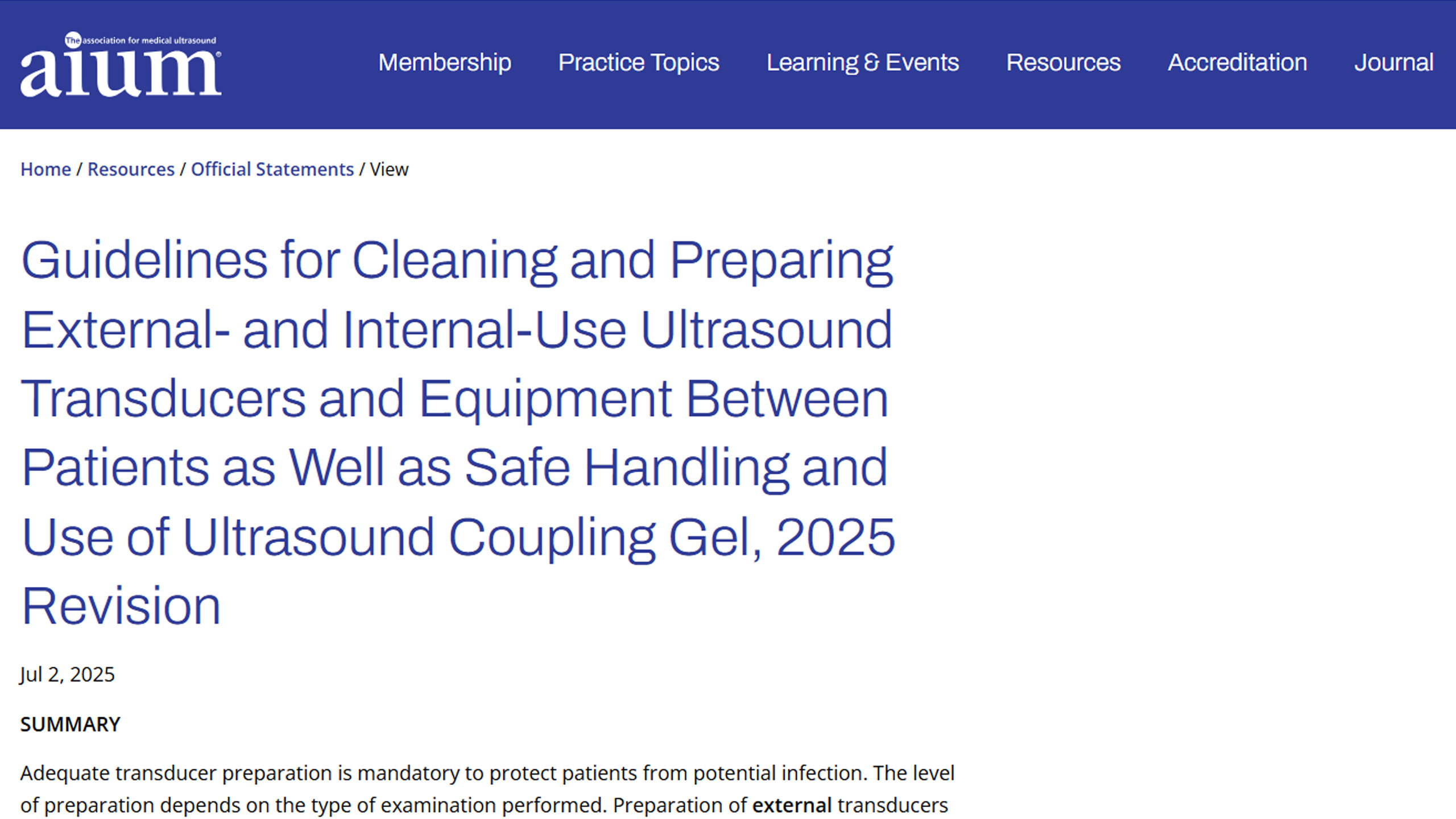 Feature image for AIUM Expands Guidelines to Include Chlorine Dioxide for High-Level Disinfection of Ultrasound Probes