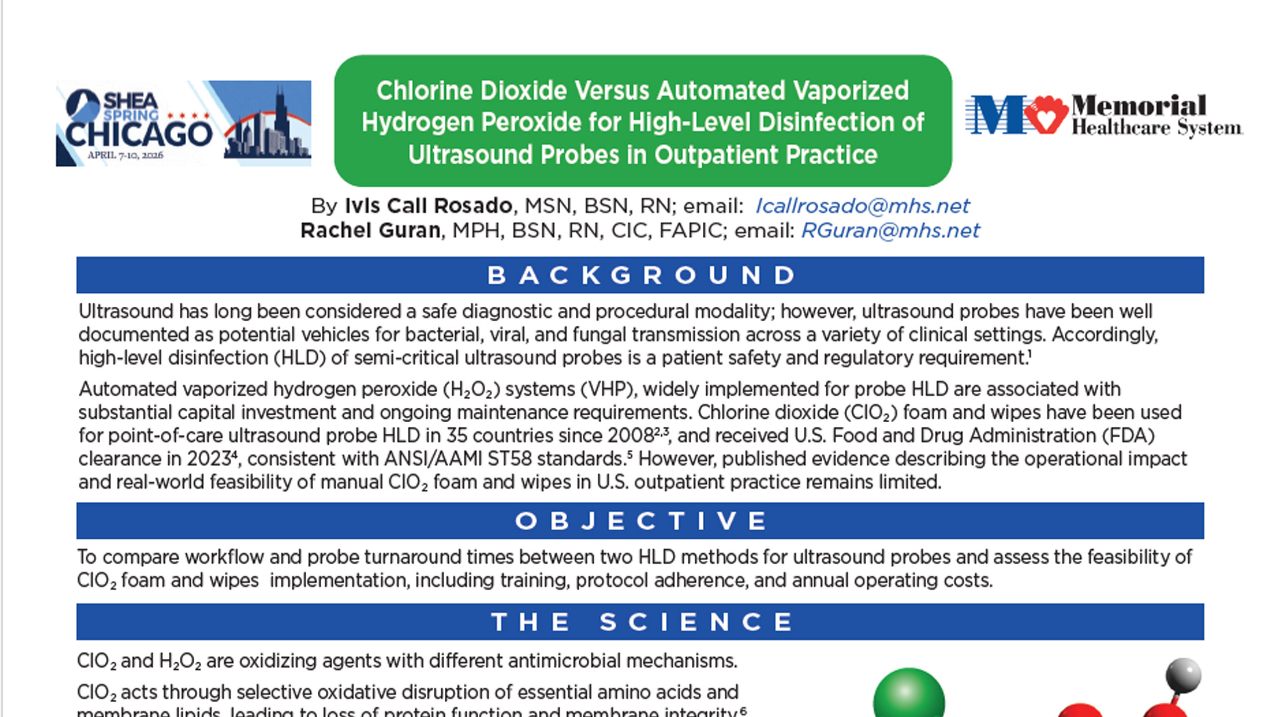 Feature image for Chlorine Dioxide vs. Automated Vaporized Hydrogen Peroxide for High-Level Disinfection of Ultrasound Probes in Outpatient Practice (SHEA/Memorial Health 2026)